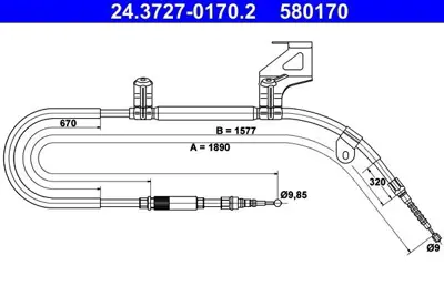 ATE 24.3727-0170.2 El Fren Teli Vw Passat 97-05  Sağ 3B0609721, 3B0609721AC, 3B0609721F, 3B0609721L, 3B0609721S, 3B0609722F, 3B0609722K, 3B0609722N, 3B0609722Q, 3B09722Q