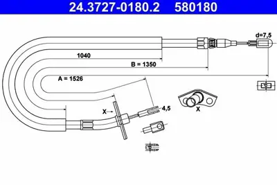 ATE 24.3727-0180.2 El Fren Teli  Spr Arka Sağ ( 1526 Mm )  Lt35 2D0606722, 2D0609721A, 2D0609722, 2D0609722A, 2DO609722, 2E0609701M, 5139227, 5139227AA, 68013474, 9044200285