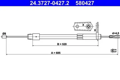 ATE 24.3727-0427.2 El Fren Teli 168-414 Arka Sağ 1684200785, A1684200785