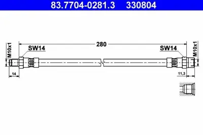 ATE 83.7704-0281.3 Fren Hortumu Arka Bütün Mod.1 Ucu Dişi A1264280335