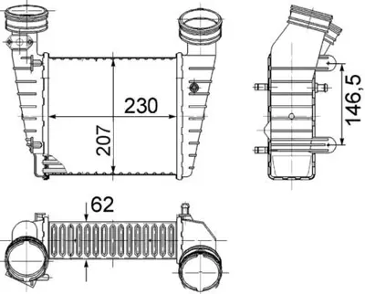 BEHR MAHLE CI 346 000S Turbo Radyatörü 3B0145805E, 3B0145805H, 3B0145805M, 3B0145805N, 8D0145805D, 3B0145805D, 8D0145805C, 8D0145805, 3B0145803N, 38906051D