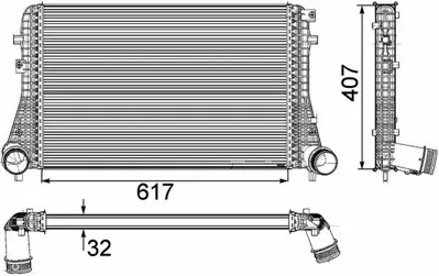 BEHR MAHLE CI 208 000P 8ml376746-741 Turbo Radyatörü Intercooler Vw Passat 1.6tdı-2.0tdı-2.0tdı 16v 05-10 617x407x32 3C0145805AN