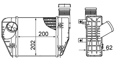 BEHR MAHLE CI 423 000S Turbo Radyatoru Audı - Avant A6 2,0tdı 2,0tfsı (200×202×62) 04>11 4F0145805AA, 4F0145805AD, 4F0145805J, 4F0145805M, 4F0145805S, 4F0145805R, 4F0145805SS, 96544, 8ML376899071, 7103112