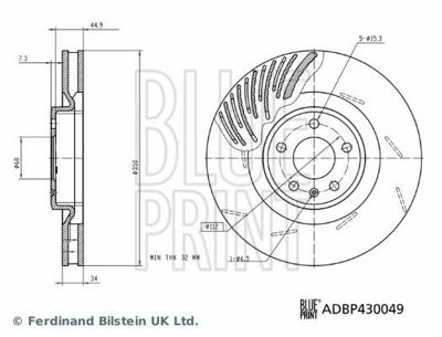BLUE PRINT ADBP430049 Fren Diski 95B615301T