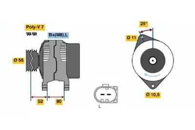 BOSCH 0124525130 Alternator Ducato 15 120 Multıjet 06.2006 12.2014  Ducato 11 120 Multıjet 06.2006 12.2014  Duca 504204172