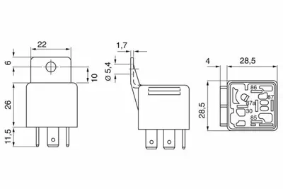 BOSCH 0332209159 Mini Role (Degistirici) 12v 30a 5 Pinli Braketsiz 4H0951253A
