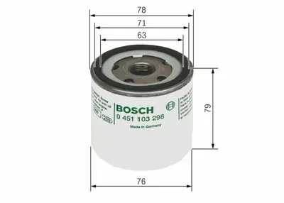 BOSCH 0451103298 Yag Filitresi Fıesta Fusıon 1.25 1.4 01 - Focus Cmax (03 07) Focus 1.4 1.6 Mondeo Kuga S Max 1.6 Eco 07 - Saab 9 5 2.0 2.3 Volvo C30 S40 S80 V40 V50 V60 V70 047198561F