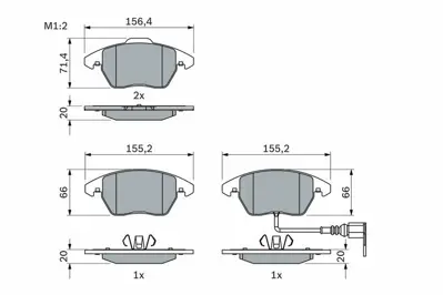 BOSCH 0986424797 Disk Balata A1 1.0 Tfsı 01.2016 - 10.2018  A1 1.0 Tfsı 03.2015 - 10.2018  A1 1.0 Tfsı Sportback 01.2 3C0698151B