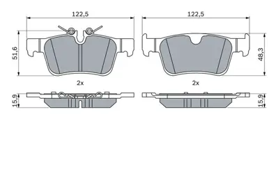 BOSCH 0986424802 Arka Fren Balatası Takımı  Volvo S90 Iı (234) 2.0 D3 16 V90 Iı (235, 236) 2.0 16 S60 Iıı 20 V60 16 Xc60 Iı 19 (16 Inc) 31423653