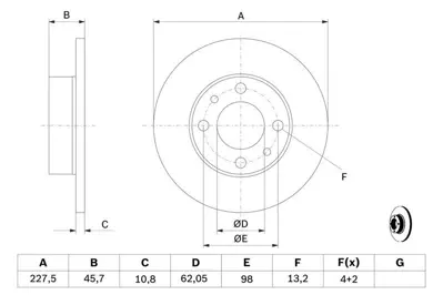 BOSCH 0986478063 Ön Fren Aynası M131 1600 227x10.8x4dl 0986479999 (2 Ad) 71738422