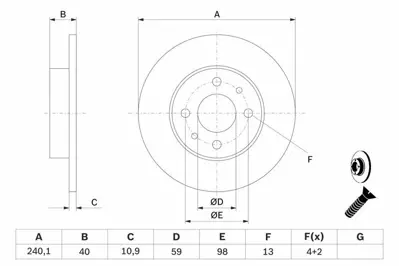 BOSCH 0986478342 Ön Fren Aynası Tmpr 2.0-Tipo-Fıat 500 07 Punto 1.9jtd 03 Panda 03 Alfa-33-145-146-155 240.5x11x4dl (2 Ad) 7685656