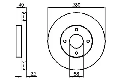 BOSCH 0986478728 On Fren Aynası Havalı Prımera P11 1.8 2.0 9602 Almera Iı 0006 280x4 2 Ad 40206-2F501