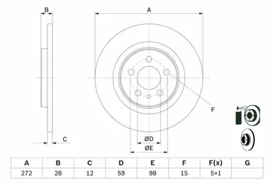 BOSCH 0986479064 Arka Fren Dısk Aynası P407 C5 Iıı 1.6hdı 110 Fap 1.8 2.0 2.0hdı 135 Fap 2.2 3.0 05 - 04olcu: (Cap:272 Kalınlık:12x5dl) 2 Ad 4246P4