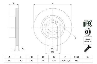 BOSCH 0986479214 Fren Dıskı On Havalı Bmw E81 E82 E87 E88 E90 34116764641