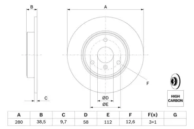 BOSCH 0986479305 Fren Dıskı On Smart Roadster Coupe (452) Fortwo Coupe (451) 07> Cıty-Coupe (450) 98>04 Q0004341V002000000
