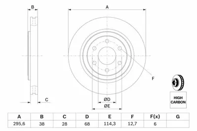 BOSCH 0986479356 On Fren Diski (Aynasi) Havali Nissan Navara 2005-2011 Pathfinder 2005-2011 (296×6) 16 Jant 40206-EB300