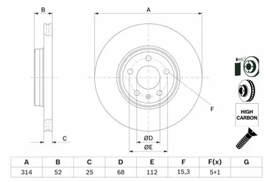 BOSCH 0986479467 Ön Fren Aynası Havalı A4 8ec 2.0 Tdı 06- A4 8k2 A4 Avant 8k5 1.8 Tfsı-1.8 Tfsı Quattro-2.0 Tfsı-2.0 8K0615301
