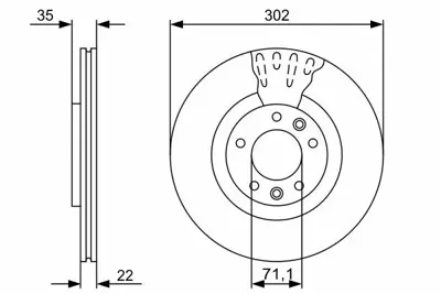 BOSCH 0986479500 Arka Fren Dısk Aynası Hava Sogutmalı C6 2.2 Hdı-2.7 Hdı-3.0 V6-3.0 Hdı 05> 424911