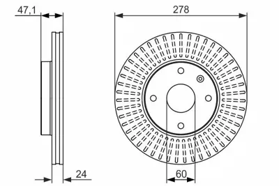 BOSCH 0986479649 Fren Dısk Chevrolet Epıca (Kl1) 2.0,2.0d,2.5 (06-2006-) On Hava Kan. Df6031 P96329364, 96329364, 5531186Z00000, 5531186Z00, 96549782, 96328338, 96264591, 96329153