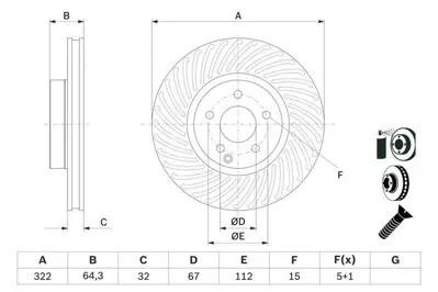 BOSCH 0986479652 Fren Dıskı Ön W204 0714 S204 0714 W212 0915 C207 0916 R172 11 A0004211212, A2044210812, 4211212, 2044210812, 421121207, A000421121207, 54201020, 54201320, 54201620, 64202820