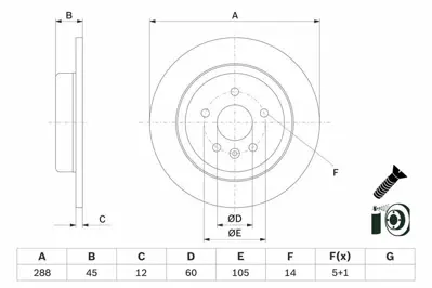 BOSCH 0986479D90 Arka Fren Dıskı Astra K (Cap 288) 2 Ad 13509120, 13515914, 13597364, 95526572, 13580375
