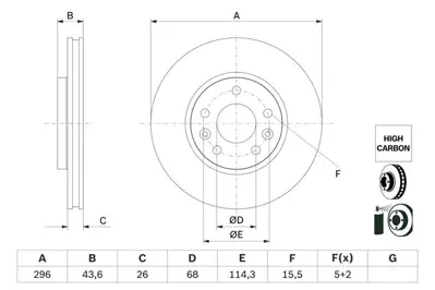 BOSCH 0986479F05 Fren Disk Renault Talisman Ön 402062000R, 34116864047, 34101166071, 34116769305, 34116855156, 6769305, 6855156, 6864047, 402066RN0A, 4204211800