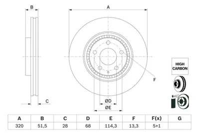 BOSCH 0986479H02 Fren Dıskı On Mazda 6 Cx-5 2.2 D 17-> TK7833251B