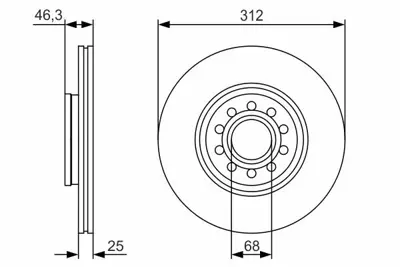 BOSCH 0986479S23 On Fren Aynası Passat 1.6 - 1.9tdı - 2.0 - 1.8t 05 A4 01 A6 97 Superb 02 Exeo 09 2 Ad 8E0615301R, 4B0615301A, 3B0615301B, 8D0615301J, 4B0615301C, L8E0615301R, 4B0698996A, 4B0615301J, D1395, 230726