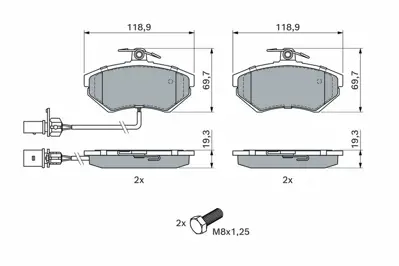 BOSCH 0986494042 On Fren Balatası Passat A4 Exeo 94>05 8E0698151B