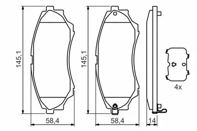 BOSCH 0986494323 On Fren Balatası Mazda 4x4 B 2500 Ranger 02>06 2,5td - 3,0td 06>12 988201C200