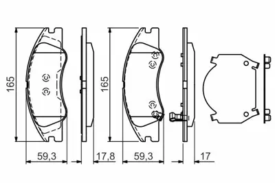 BOSCH 0986494577 Disk Balata - Ön - Wva 24218 - 165x59x17.8-17 Mm 2FA2058101, 581012FA21