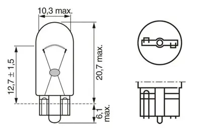 BOSCH 1987301033 Ampül 12V, 5W, W5W, W2.1X9.5D, 1987301033, 1987301033