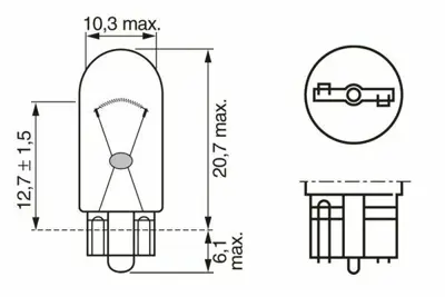 BOSCH 1987302217 Ampul 12V3WW2, 1X9, 5D