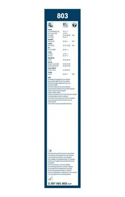 BOSCH 3397001803 Silecek  Süpürgesı Ön Takım 3397001803
