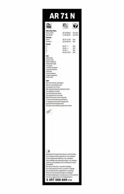 BOSCH 3397008849 Silecek Supurgesı On (700mm) Vıano W639 03> Vıto W639 03> 97518607, 2004E5, CTK238, 133703, QKT247, QKT1397AF, 200189, 139937, S00752, 200477