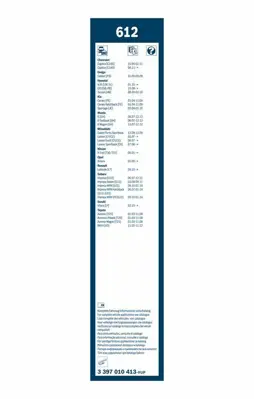 BOSCH 3397010413 Silecek  Süpürgesı Ön Takım 98350C8000