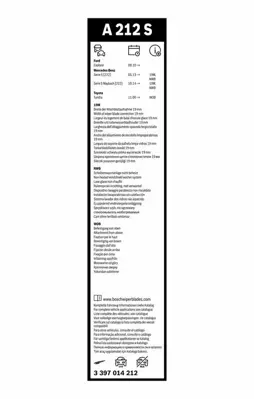 BOSCH 3397014212 Silecek Supurgesı Ön Takım (650mm - 550mm) S-Class W222 14 A2228201345