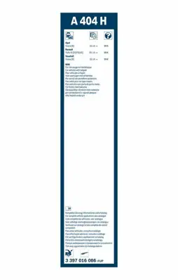 BOSCH 3397016086 Silecek Supurgesı Arka Cam Aerotwın 400 Mm Trafıc Iıı Vıvaro 287902735R