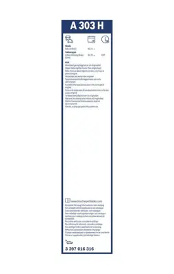 BOSCH 3397016316 Silecek  Süpürgesı Arka 3G7955427