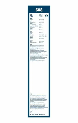 BOSCH 3397118307 Silecek Supurgesı Takım Twın [600 - 550 Mm] 61610032743, 8J1955425A, 61610032741, 61612219147, 61613427726, 61619070579, 1613578480, 1642334580, 642338, 6423K5