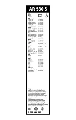BOSCH 3397118903 Silecek  Süpürgesı Ön Takım 3B0998002B