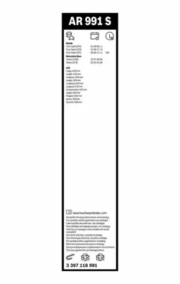 BOSCH 3397118991 Silecek Supurgesı Aerotwın 650 - 600mm Ar991s Cıvıc 05 12 Cıvıc Hıbrıt 05 Cıvıc Sedan 05 11 3397118991