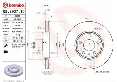 BREMBO 09.8937.10 On Fren Aynası Havalı Trafıc (Jl) 2.0 (Jloa) - (03 - 01 ) Vıvaro 1.9dı.1.9dtı.2.0 16v.2.5dtı 08 - 01 4020600QAH, 4414632, 8671017102