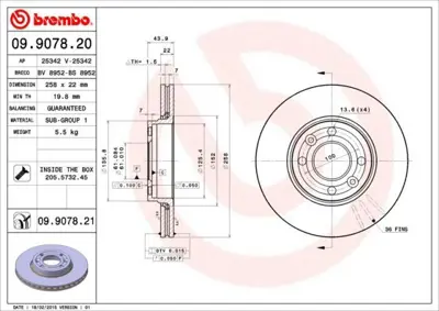 BREMBO 09.9078.20 Fren Diski 415 Ön Cıtan-Kangoo-Clıo Iv-Capt A4154200101