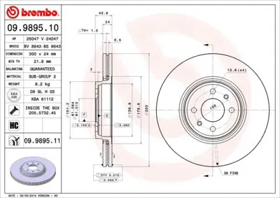BREMBO 09.9895.10 On Fren Aynası Scenıc Iı 1.9dcı 06 - 03 08 - 05 2.0 - 2.0 16v 06 - 03> 1.5dcı - 1.6 - 2.0 04 - 04> 1 8671017844