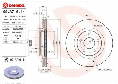 BREMBO 09.A716.14 On Fren Aynası Havalı Qashqaı X Traıl 1.6 - 2.0 - 2.0 4x4 - 1.5 Dcı - 2.0dcı 02 - 07> 40206JD00B