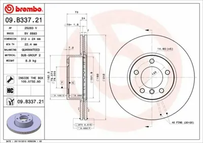 BREMBO 09.B337.21 Fren Dıskı On Bmw E90 F20 F30 E84 34116855692