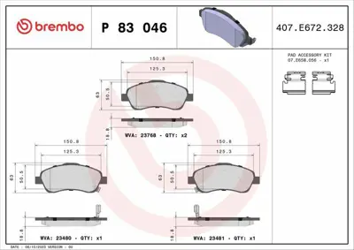BREMBO P83046 Fren Balata Seti Avensis 03-08 Ön 0446505170