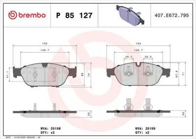 BREMBO P 85 127 Fren Balatası Vw A6,A7,A8   Ön   2011- 4G0698151M