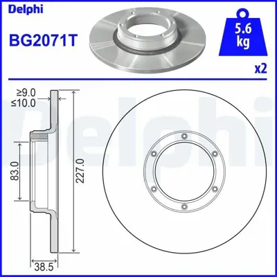 DELPHI BG2071T Ön Fren Aynası R12 -Toros R5 75-85 228x10x6dl 7701466540-7797502515 2677502515